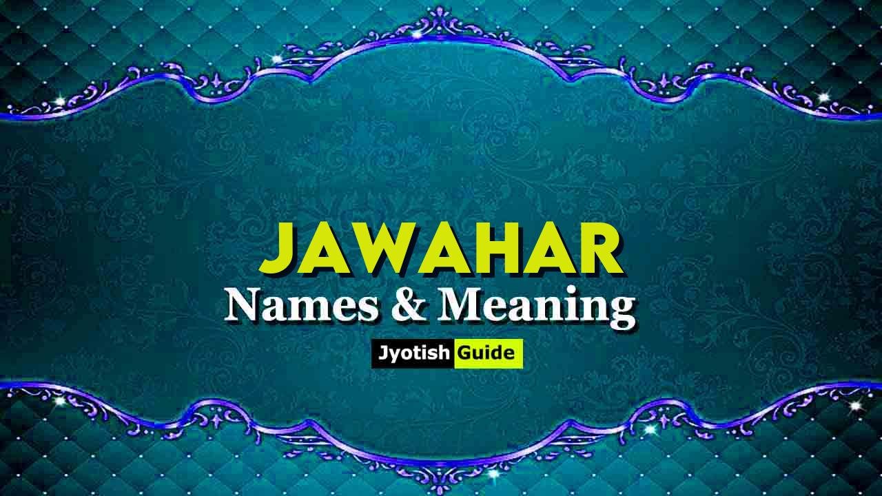 jawahar name meaning